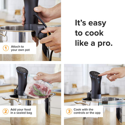Anova Precision Cooker 2.0 [AN500-UK00], Sous Vide, WiFi, 100 Watts, Type G Plug included for UK use, Bluetooth, Anova App Included - Black and Silver