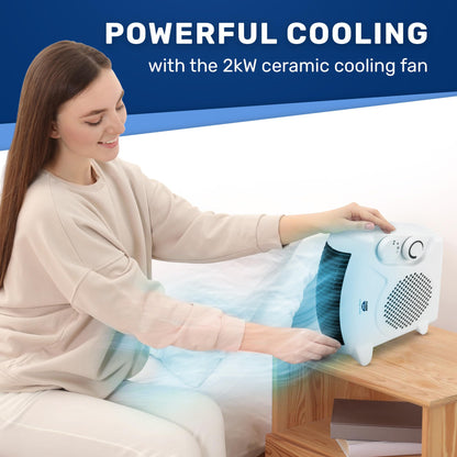 CUQOO Powerful 2KW Fan Heater with 2 Heat settings & Cool Function – Upright Electric Quiet Space Heater for Home with Variable Thermostat | Low Energy Usage |Perfect Electric Room Heater
