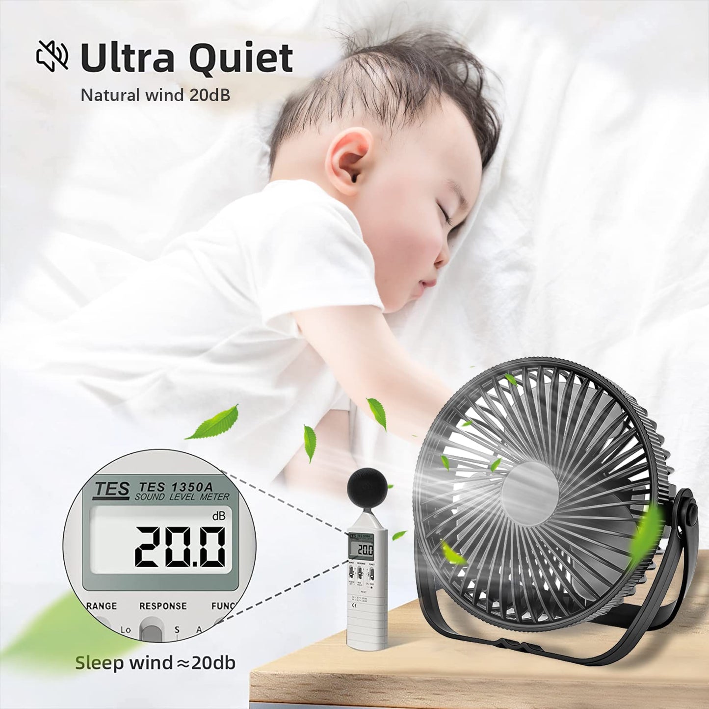 - Kazaigou USB Desk Fan | Small USB Powered Portable Desk Fan | 3 Speeds -
