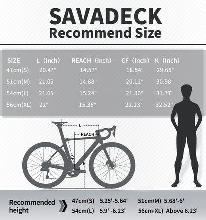 - SAVADECK Carbon Fiber Road Bike | 700C Racing Bicycle Carbon Frame -