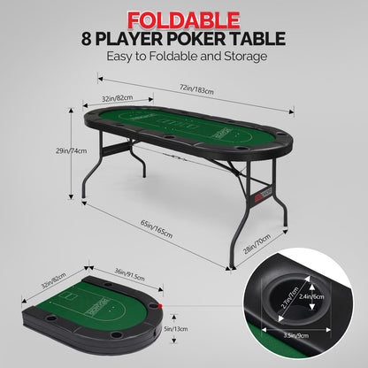 - PEXMOR Foldable 8 Player Poker Table | Folding Blackjack Casino Card Game Table  -
