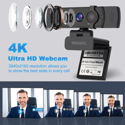 - WINSAFE Webcam 4K, Ultra HD Video Calling