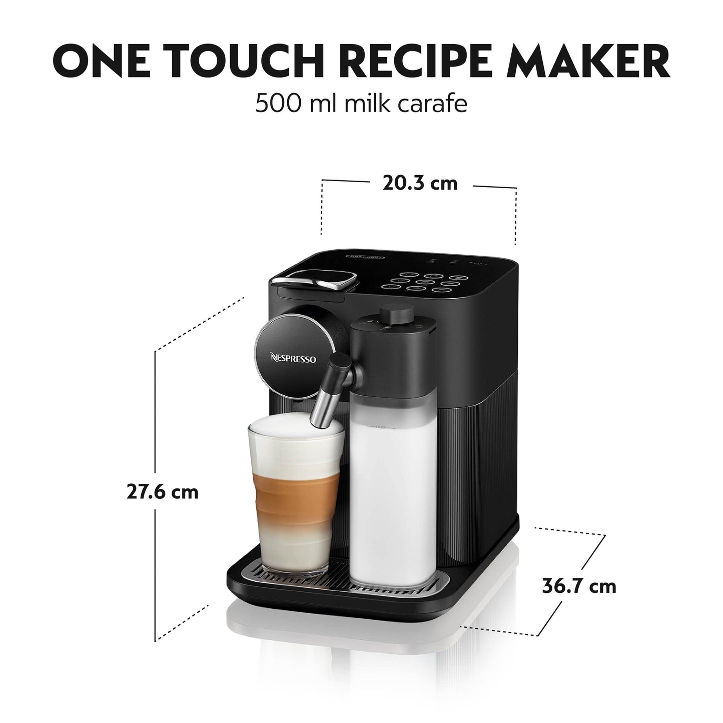 De'Longhi Nespresso Gran Lattissima EN640.B, Automatic Coffee Maker, Single-Serve Capsule Coffee Machine, Automatic Frothed Milk, 19 Bar Pressure, Cappuccino, Latte, 1400W, Sophisticated Dark Black