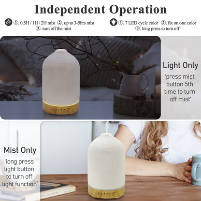 - Essential Oil Diffuser | Aromatherapy Air Cool Mist Diffuser | 100ml | Ceramic Aroma Scent Diffusers | Humidifier With Auto Shut Off -