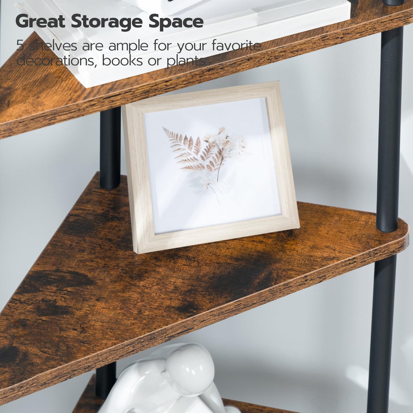 - HOOBRO Corner Shelf | Storage Shelving Unit | Corner Bookcase | 5-Tier Freestanding Bookcase -