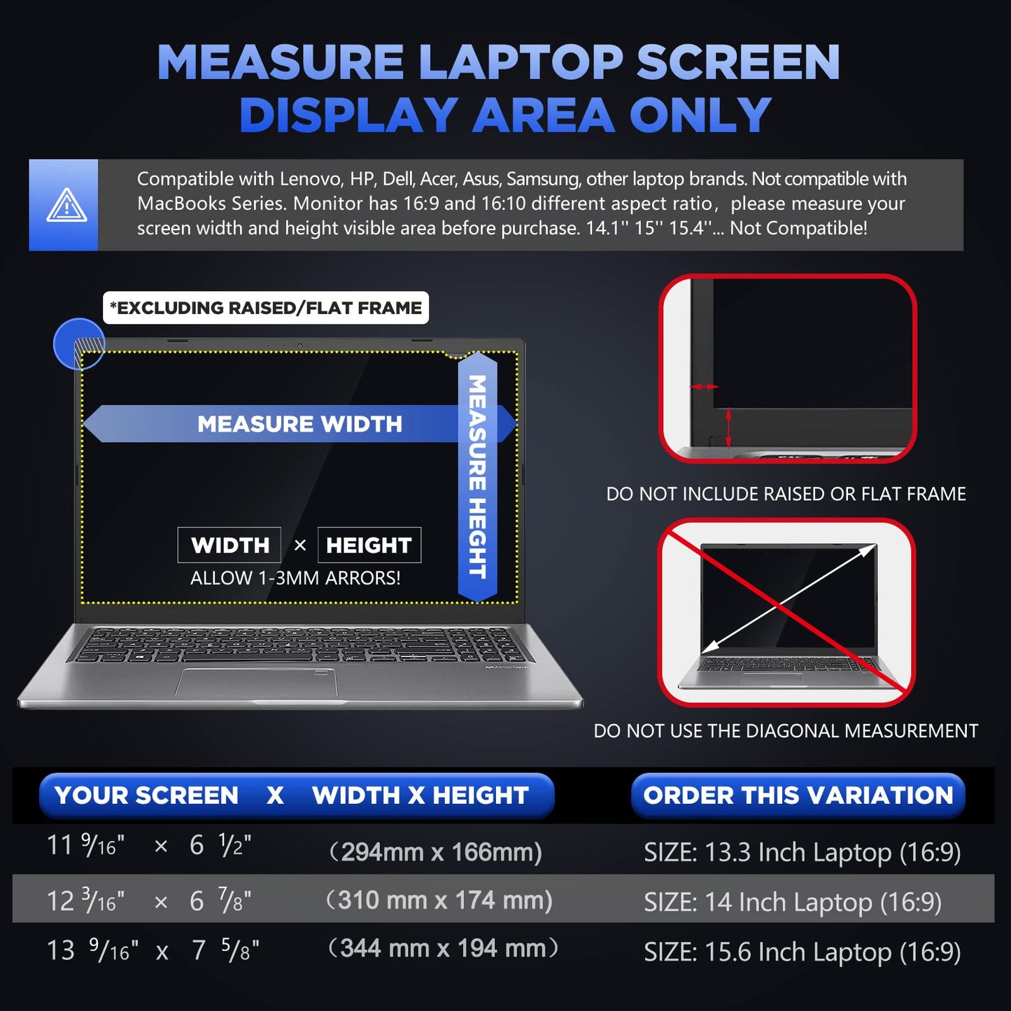 - Tefeiyin Laptop Privacy Screen | 14 Inch for 16:9 Aspect Ratio | Anti-Spy Privacy Filter & Anti Glare Blue Light Blocking -