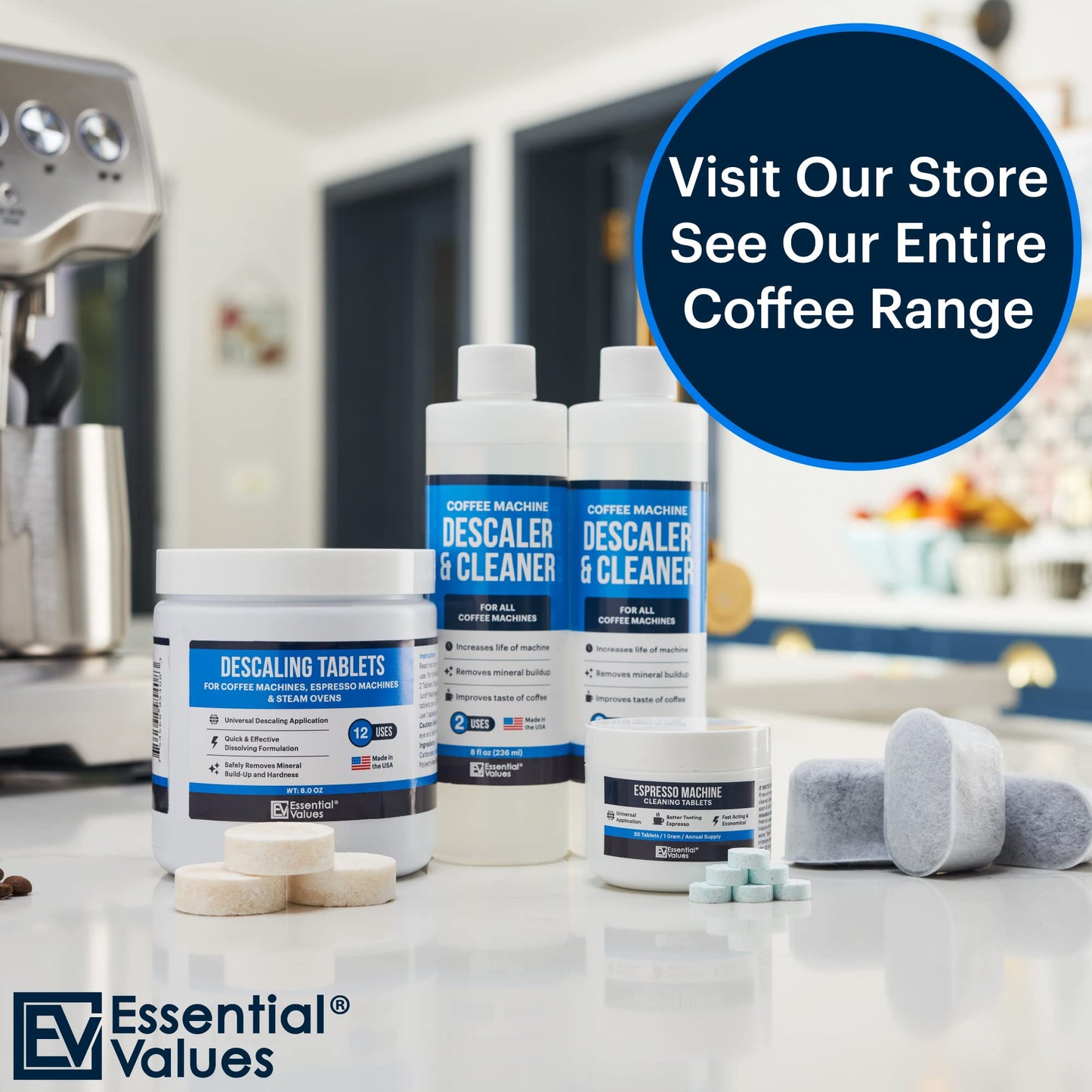 - Essential Values 10-Pack of Coffee Machine Cleaning Pods | Safe & Effective Coffee Machine Cleaner/Non-Toxic -