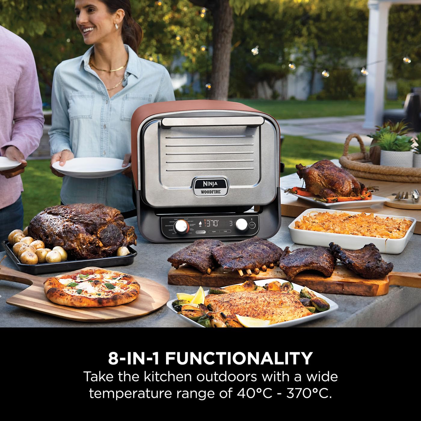 - Ninja Woodfire Electric Outdoor Oven | 8-in-1 Pizza Oven | High-Heat Roaster & BBQ Smoker with Roast Rack -
