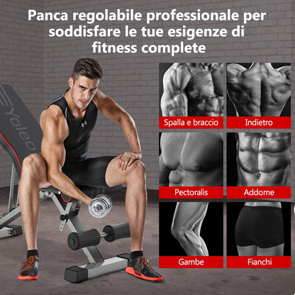 -YOLEO Adjustable Bench, Folding Gym Bench/Weight Bench Multifunction for Whole Body and Home and Gym Workout