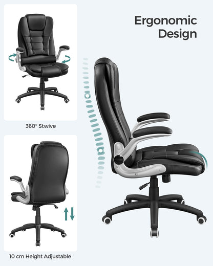 - SONGMICS Office Swivel Chair | 76 cm High Back | Flip-Up Armrest | Computer Chair -