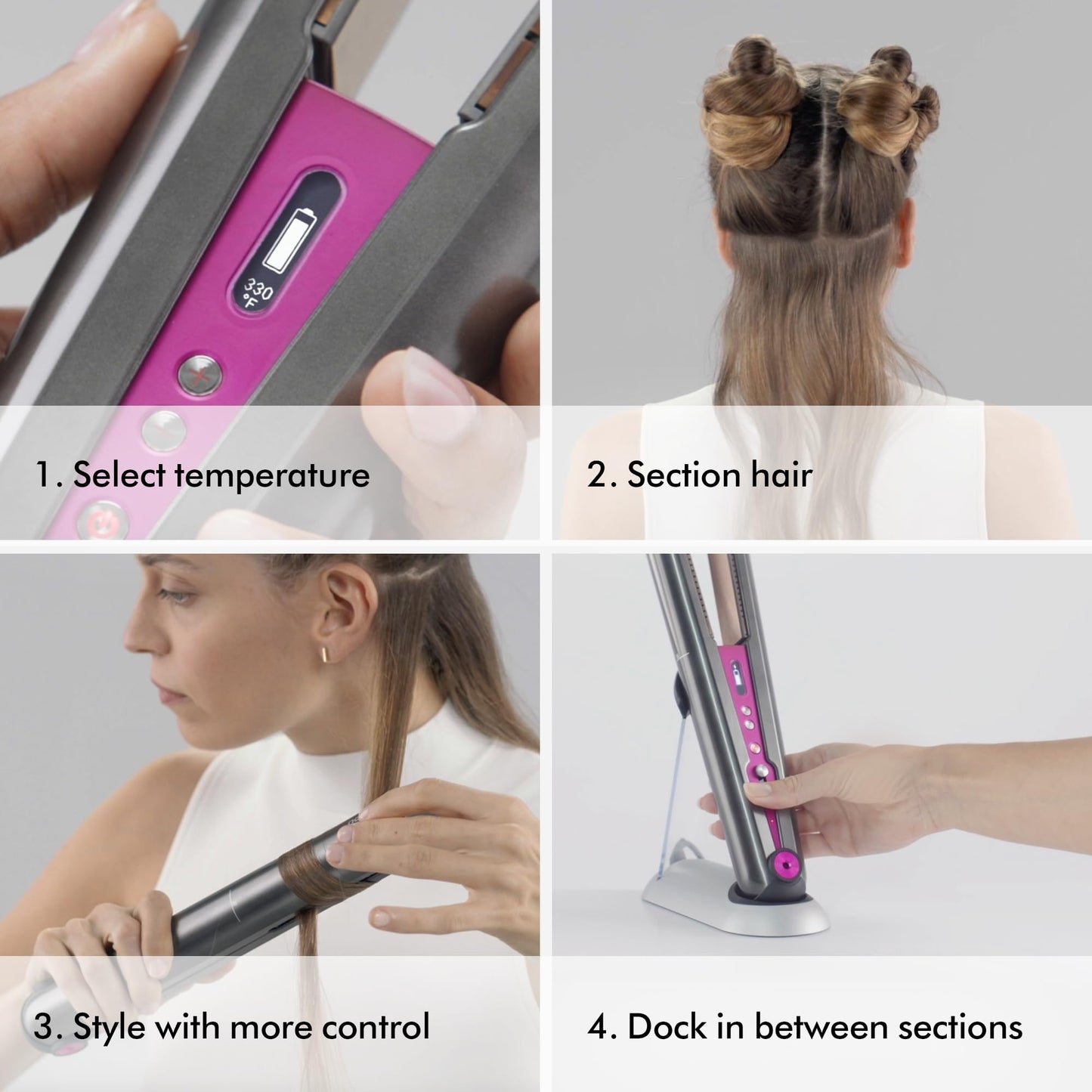 - Dyson HS03 Corrale Hair Straightener 322991-02 Fushia Nickel -