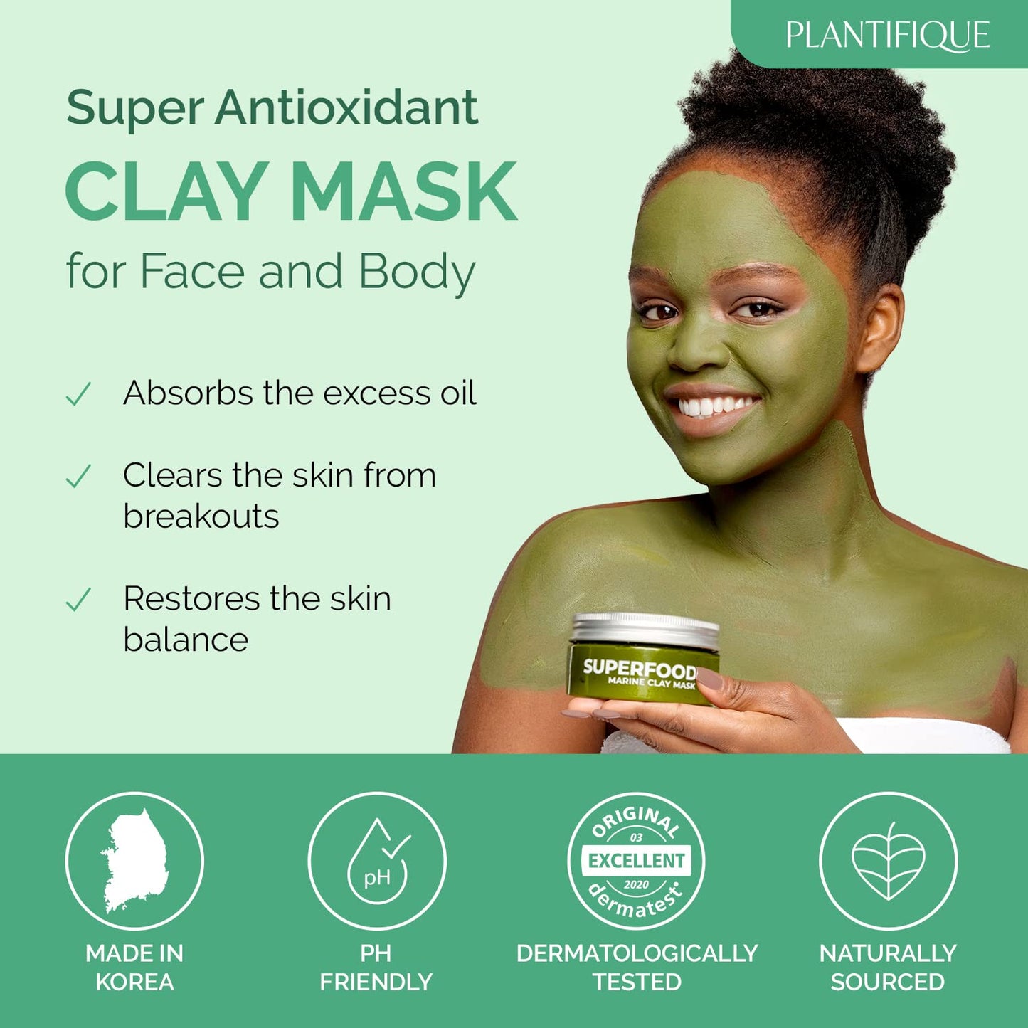 - Plantifique Face Masks Skincare Korean Skincare | Organic Clay Mask -