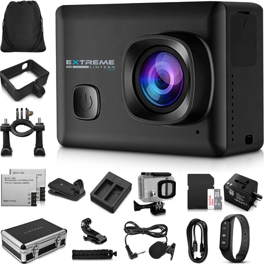 - Lintern Pro Extreme Action Camera Package | 20MP Ultra HD Underwater Camera WIFI 4k 60fps | 130ft Waterproof Sports Camera with Hard Case -