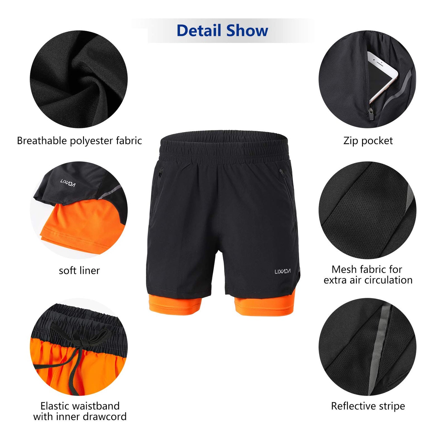 - Lixada Men 2 in 1 Running Shorts | Quick Drying | Breathable -