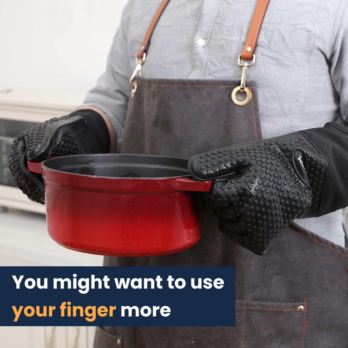- GEEKHOM Silicone Oven Gloves|  Heat Resistant Silicone Oven Mitts | BBQ Gloves -
