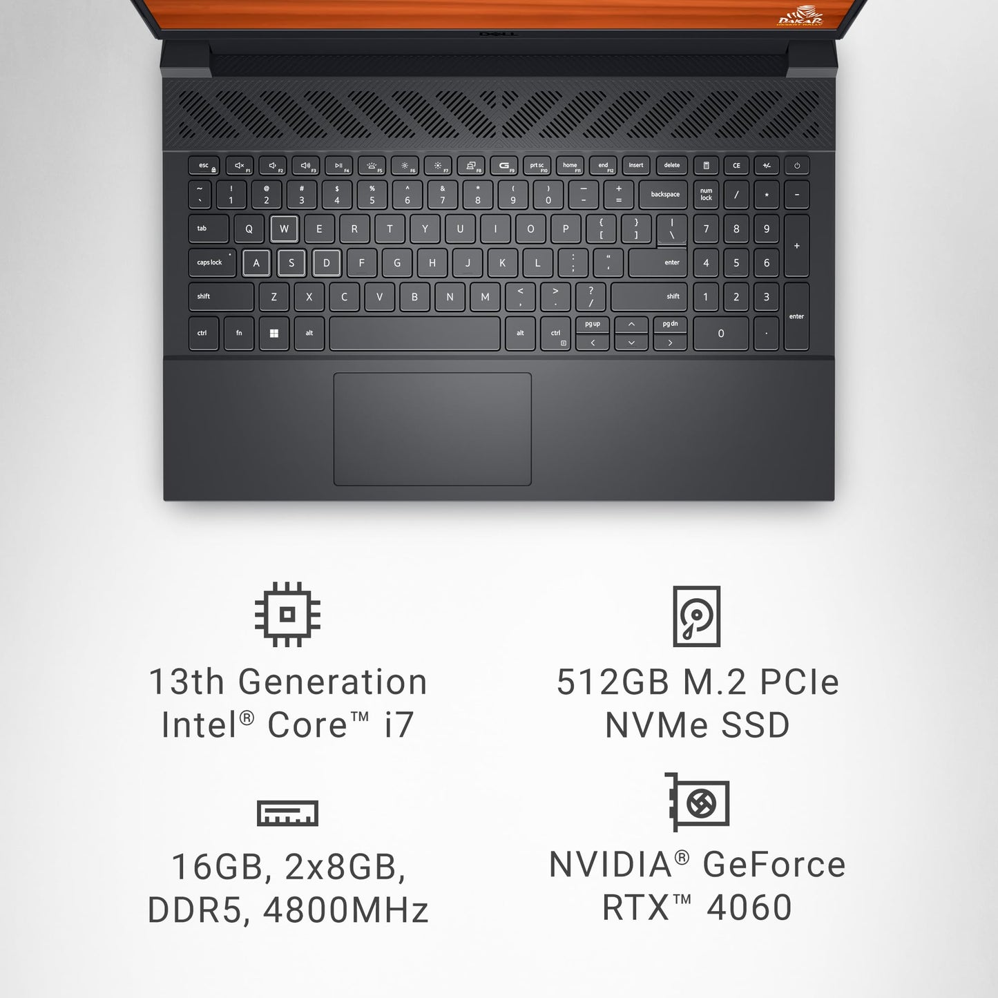 Dell G15 5530 15.6-inch FHD 165 Hz Gaming Laptop, Intel Core i7-13650HX, NVIDIA GeForce RTX 4060 8 GB, 16GB RAM, 512GB SSD, Windows 11 Home (Dark Shadow Grey)