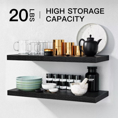 - STOREMIC Floating Shelves | Black Shelves | 60cm | Set of 2 Shelves Easy to Install -