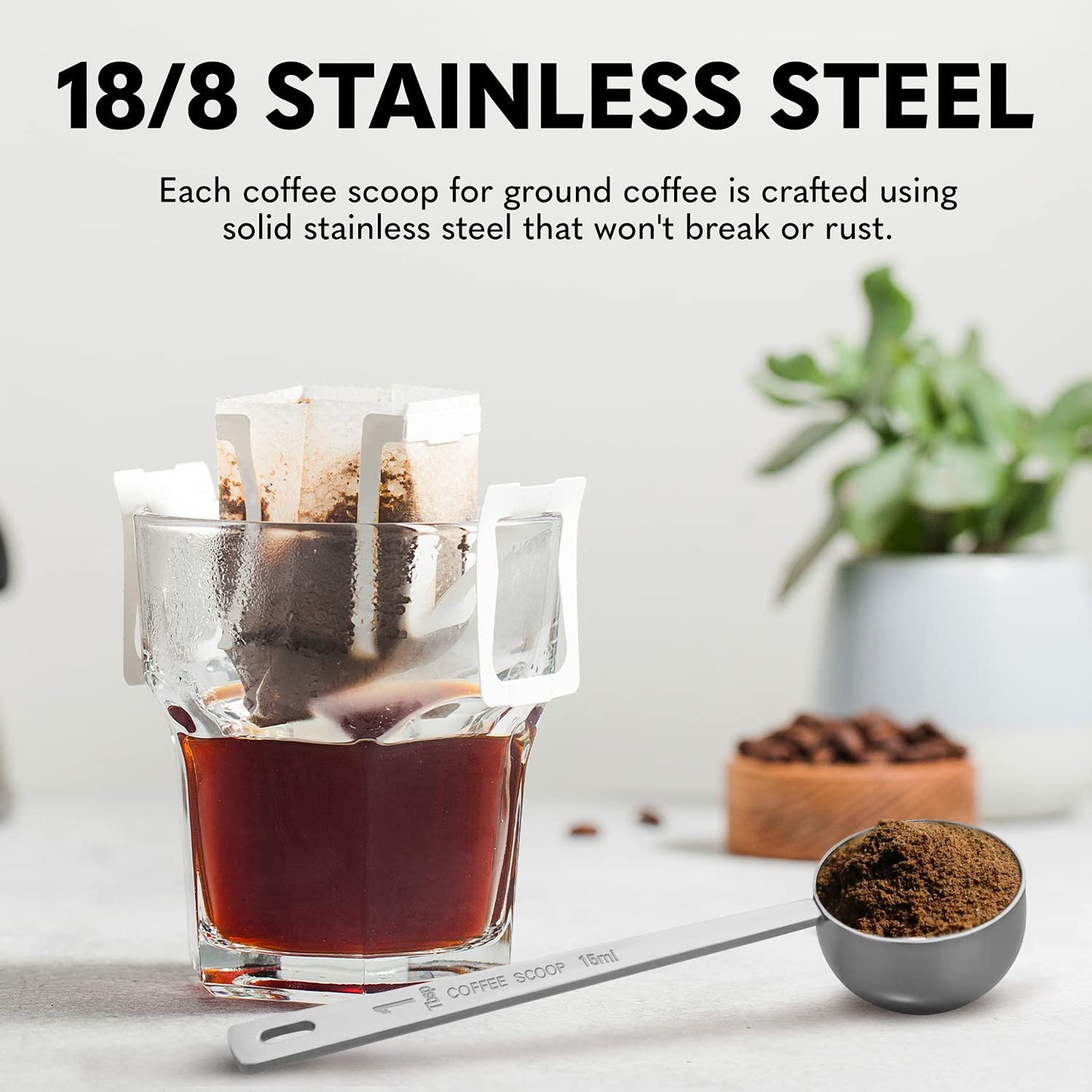 - ORBLUE Stainless Steel Coffee Scoop Set | Measuring Spoons for Ground Coffee | Espresso, Tea, Sugar & Milk Powder -