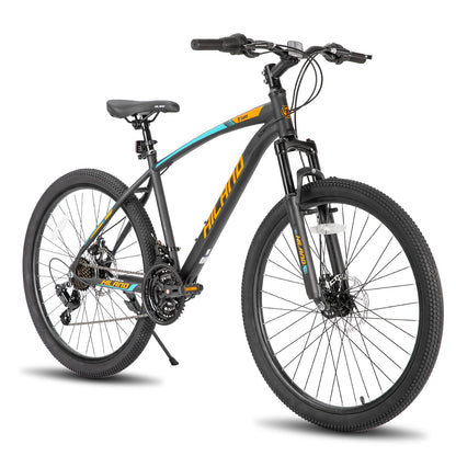 - Hiland 26 Inch Mountain Bike, 21 Speed MTB Bicycle with High Carbon Steel Frame, Suspension Fork, Dual-Disc Brake, for Adult youth, Men Womens Bikes orange black