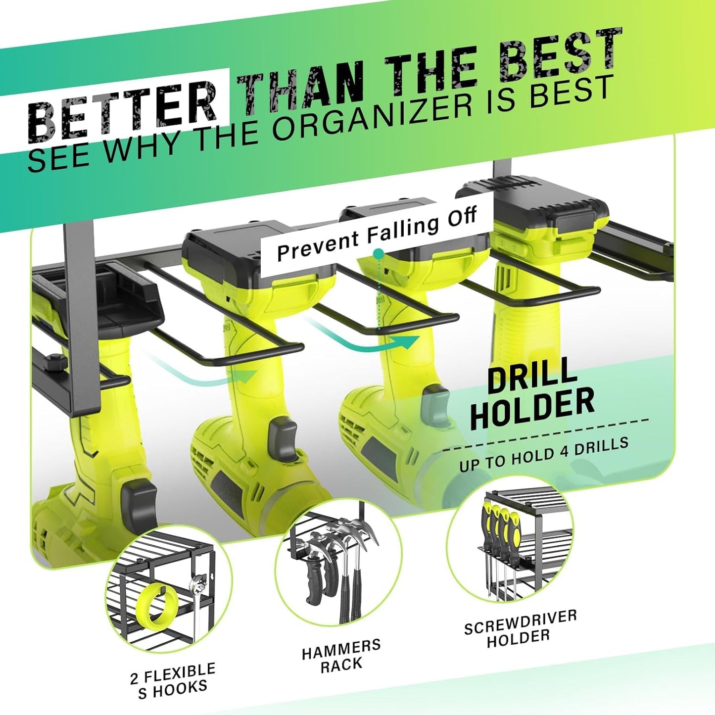 - WELDUN Power Tool Organizer Storage Rack, Wall Mount Drill Holder