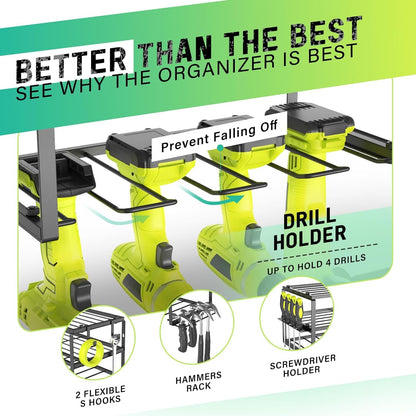 - WELDUN Power Tool Organizer Storage Rack, Wall Mount Drill Holder