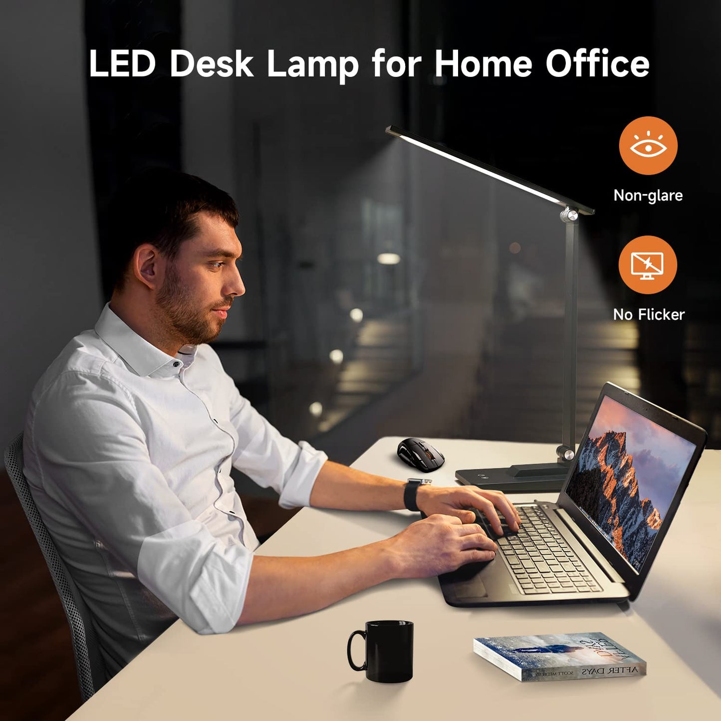 Desk Lamp LED Table Lamp,15 Modes LED Desk Lamp,Dimmable Bedside Lamps with Timer,Multi-Powered Desk Lamps for Study Lamp Reading Light,Adjustable Desk Light,Black Desk Lamp for Bedroom,Home,Office