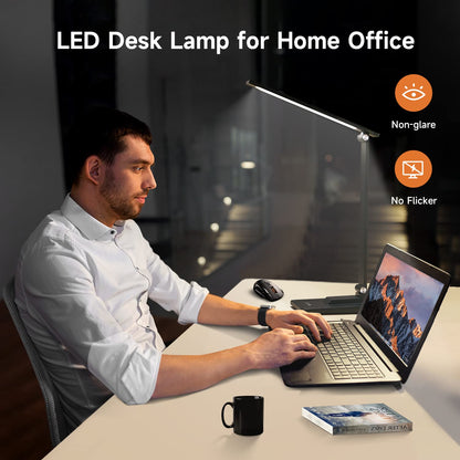 Desk Lamp LED Table Lamp,15 Modes LED Desk Lamp,Dimmable Bedside Lamps with Timer,Multi-Powered Desk Lamps for Study Lamp Reading Light,Adjustable Desk Light,Black Desk Lamp for Bedroom,Home,Office