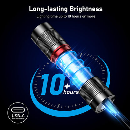 Blukar LED Torch Rechargeable, 2000L Super Bright Adjustable Focus Flashlight, 4 Lighting Modes, Long Battery Life, Waterproof Pocket Size Torch for Power Cuts, Emergency, Camping, Hiking, Outdoor
