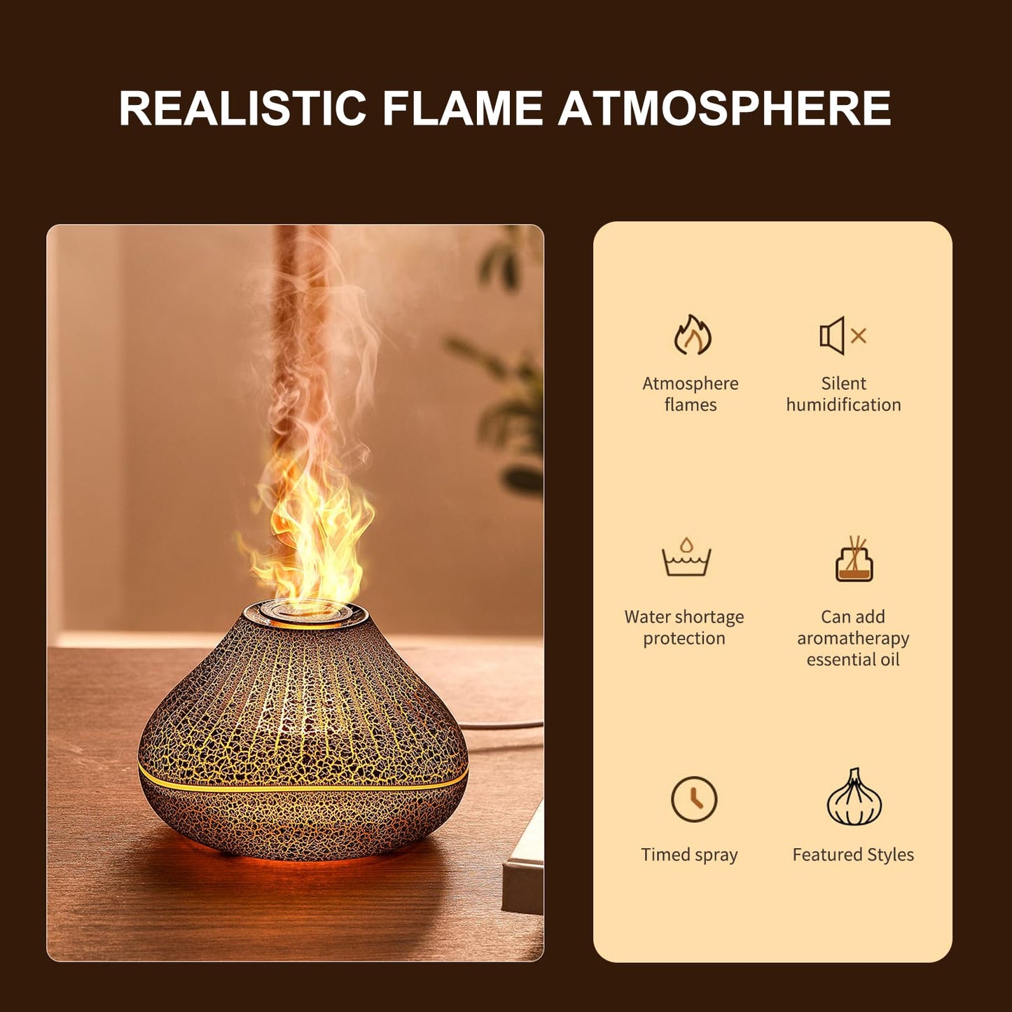 - Flame Diffuser Upgrade 7 Colour Essential Oil Diffuser -