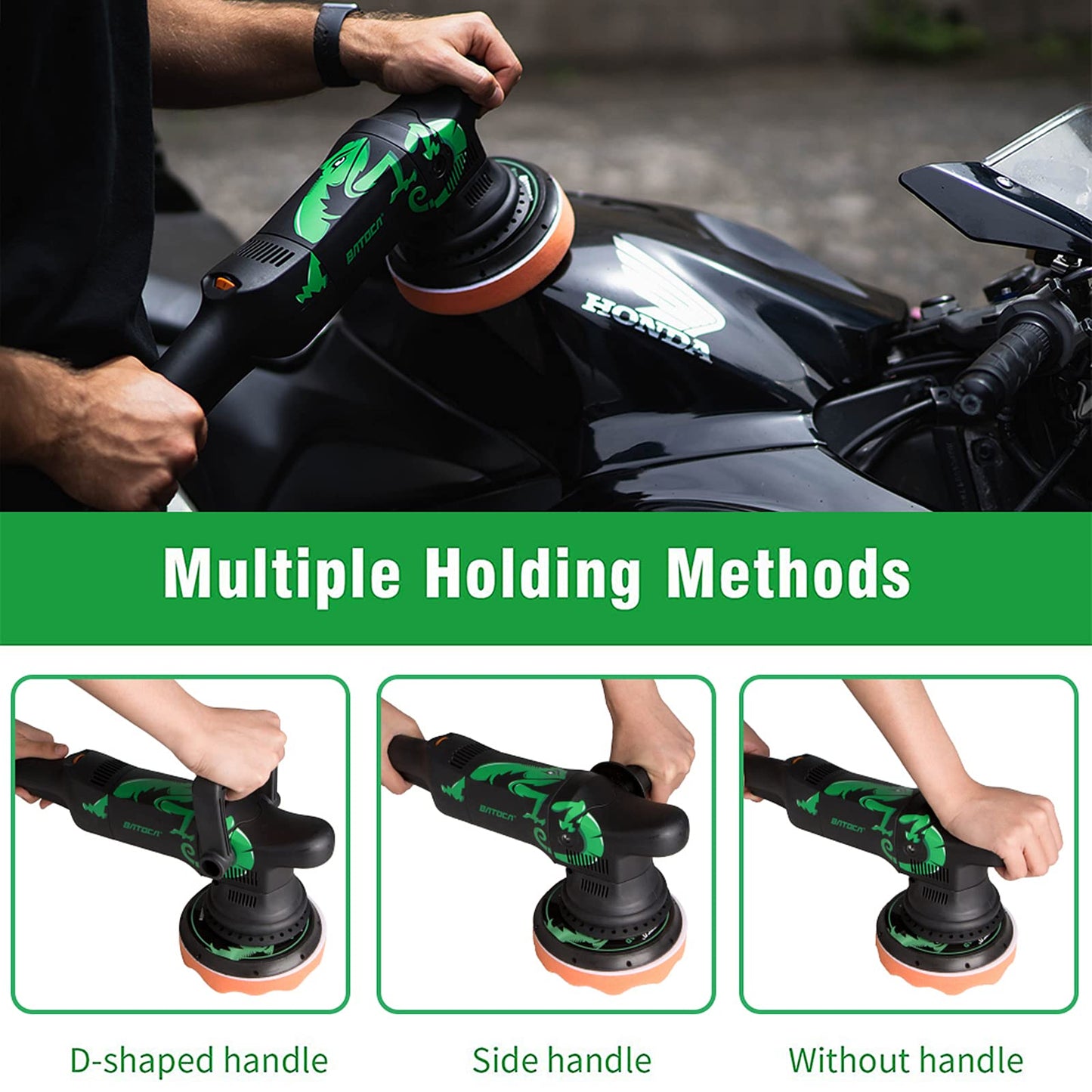 BATOCA Dual Action Car Polisher Buffer Machine 700W Orbital DA Polishing Machine with 6-Inch 150mm Buffing Polish Pads Bonnets for Car Care Polishing Clean