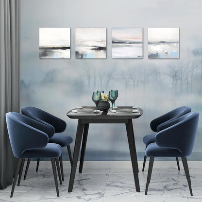 Dazzlewall Abstract Wall Decor Poster Modern White Blue Grey Wall Poster for Bedroom Living Room Decor 12x12 in Unframed Set of 4