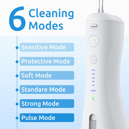 - Water Flosser [Dental Cordless Portable] 6 Modes & IPX7 Waterproof Rechargeable Oral Irrigator Water Teeth Cleaner