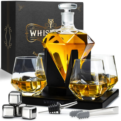 - Whisiskey – Whiskey Decanter – Diamond - 1000 ml – Whiskey Carafe Set