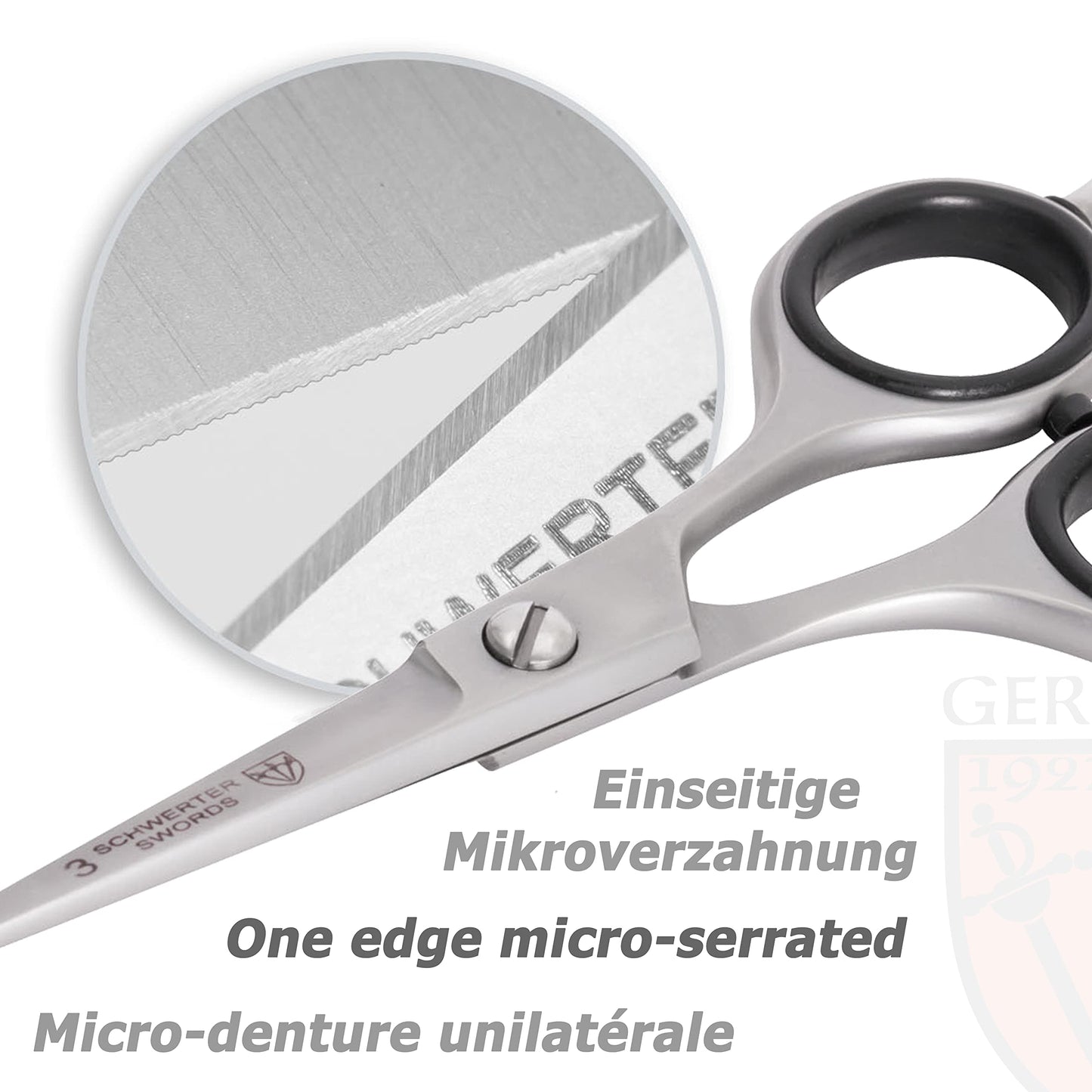 3 Swords Germany – Professional Nostril Nose and Ear Hair Scissors, Stainless Steel, Straight Rounded Blade with Black case
