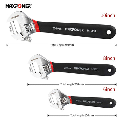 - MAXPOWER Adjustable Spanner Set | 3PCs Adjustable Wrench Set | Shifter Spanners with Soft Grip -