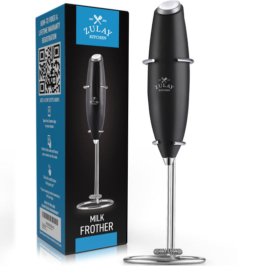 - Zulay Kitchen Executive Series Milk Frother Wand - Upgraded & Improved Stand