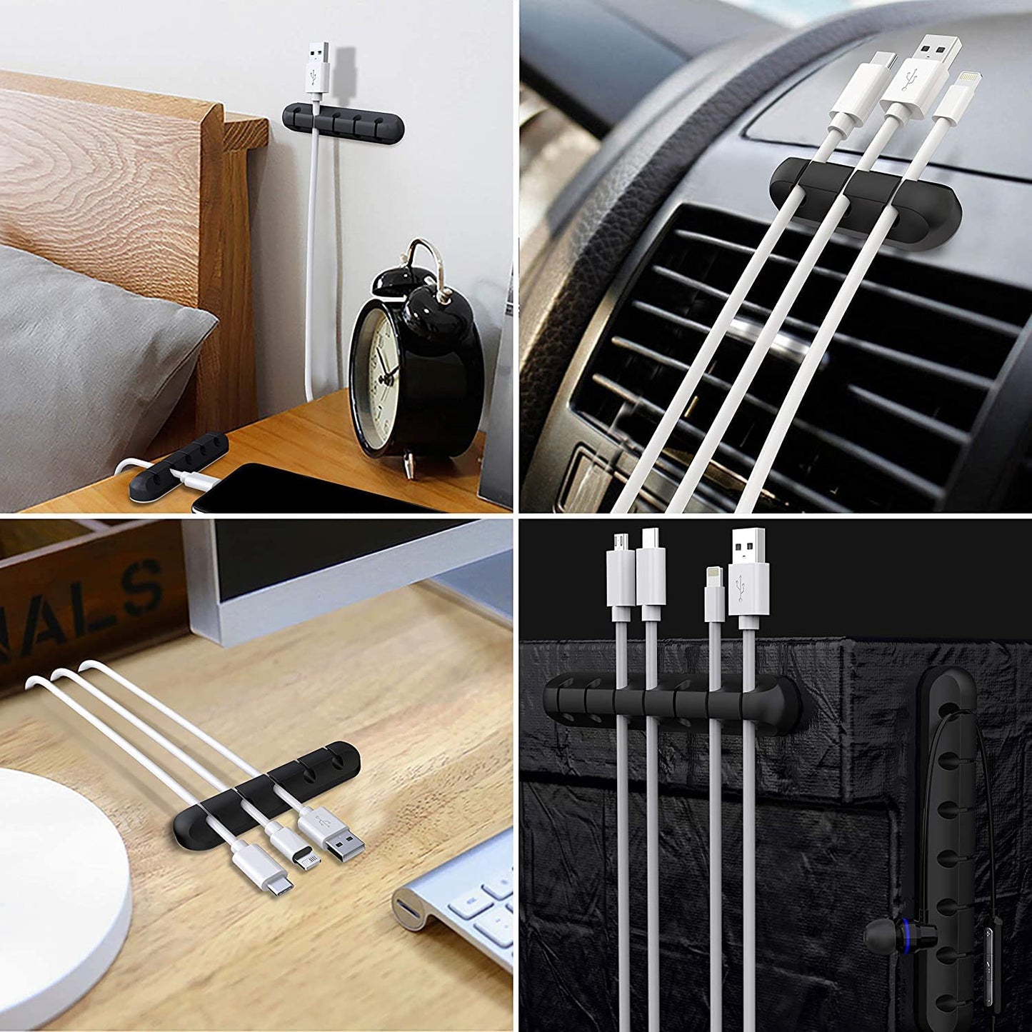 - SOULWIT Cable Holder Clips | 3-Pack | Cable Management Cord Organiser Clips | Black -