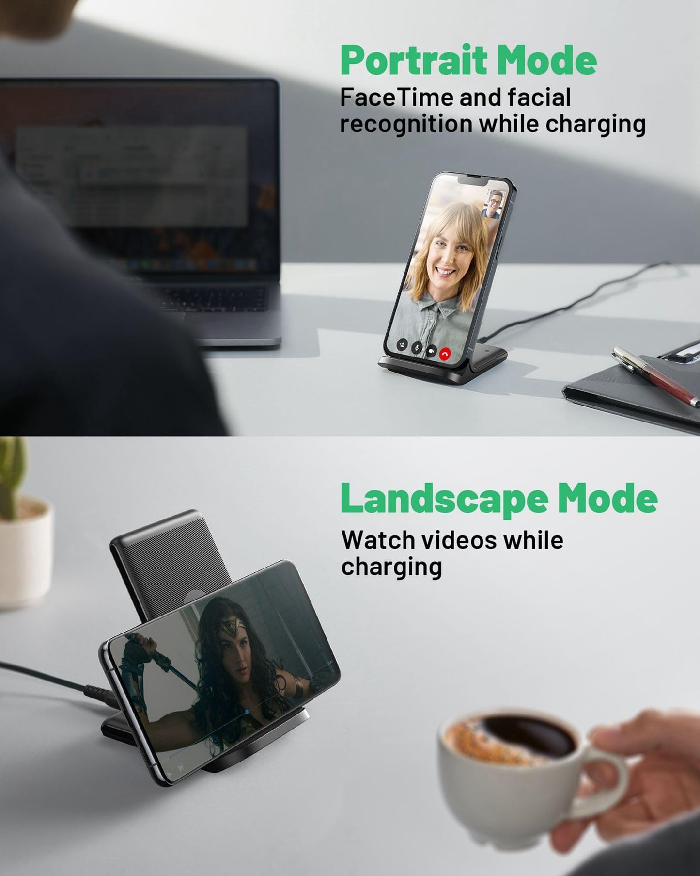 - INIU Wireless Charger | 15W Fast Wireless Charging Stand | Qi Certified | Sleep-friendly -