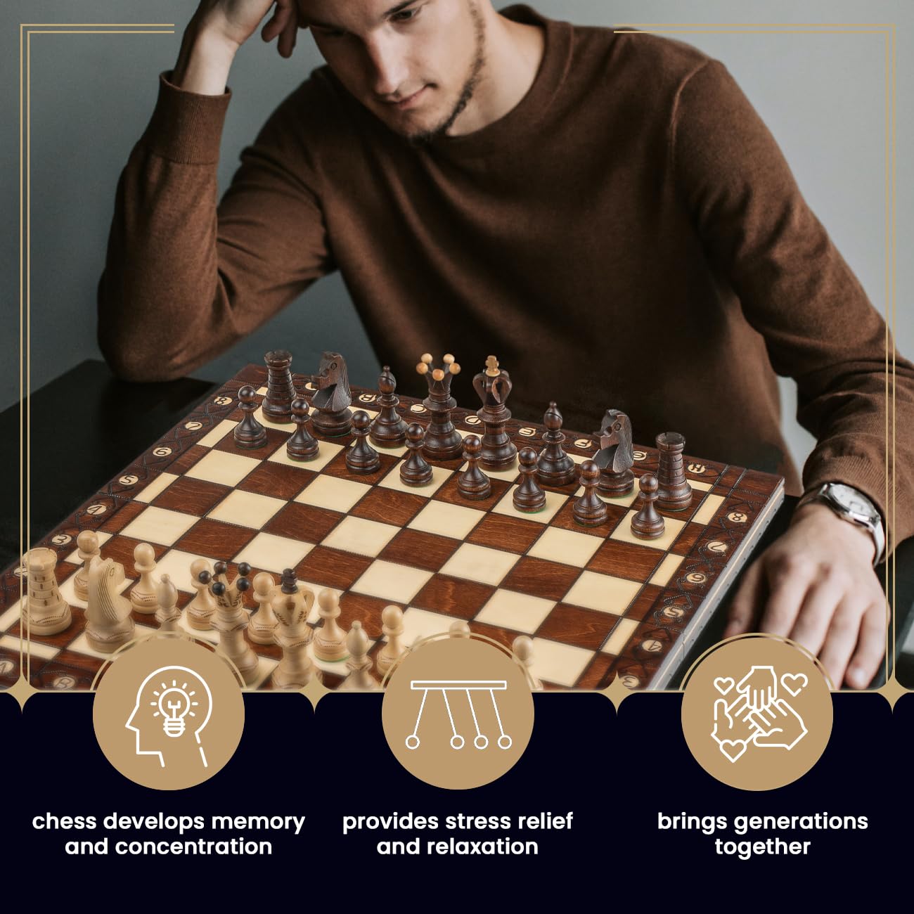 - Master of Chess Exclusive AMBASSADOR DELUXE 54cm / 21in | Premium Quality Wooden Chess Set -