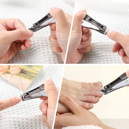 3Pcs Nail Clippers, Heavy Duty Nail Clippers Toenail Clippers with Box Stainless Steel Ultra Sharp Nail Cutter for Thick Fingernail Toenail Men and Women Grey