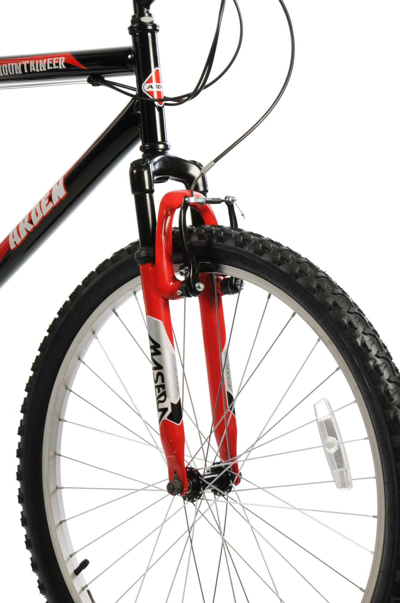 Arden Mountaineer 26" Wheel Front Suspension 16" Frame 21 Speed Mens Mountain Bike Black Red