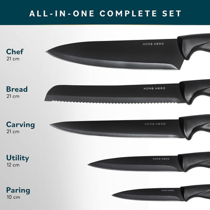 - Home Hero Ultra-Sharp Stainless Steel Kitchen Knife Set - Chef Knives Set (7 pcs Set -