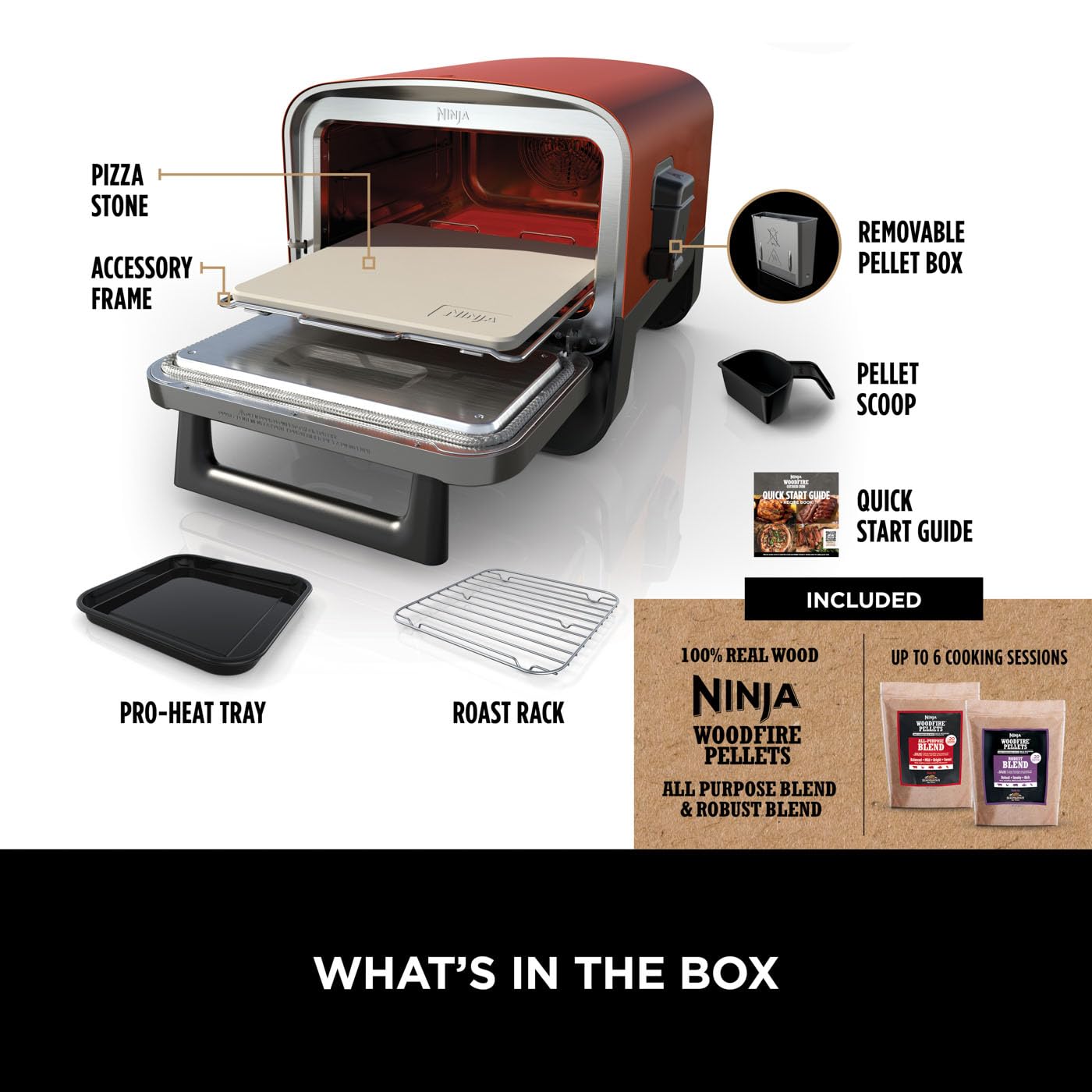 - Ninja Woodfire Electric Outdoor Oven | 8-in-1 Pizza Oven | High-Heat Roaster & BBQ Smoker with Roast Rack -