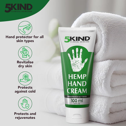 5kind Hemp Cream for Hands 100ml - Intensive Hemp Hand Cream - High Strength Working Hands Cream - Professional Women & Mens Hand Cream for Dry Hands - Natural Hand Cream