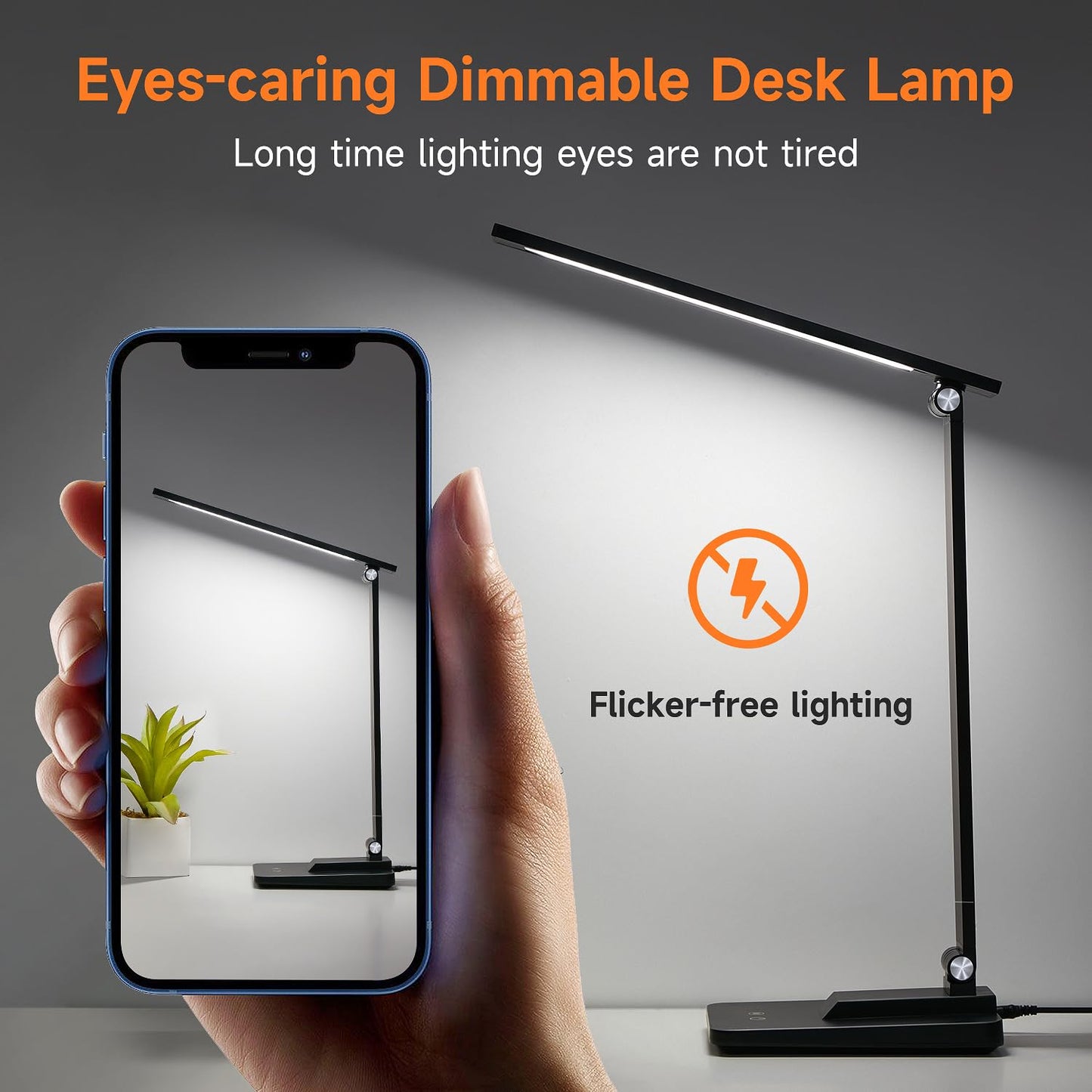 Desk Lamp LED Table Lamp,15 Modes LED Desk Lamp,Dimmable Bedside Lamps with Timer,Multi-Powered Desk Lamps for Study Lamp Reading Light,Adjustable Desk Light,Black Desk Lamp for Bedroom,Home,Office