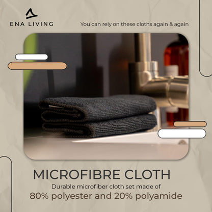 - ENA Living Black Microfibre Cloth | Efficient Dusters For Cleaning -