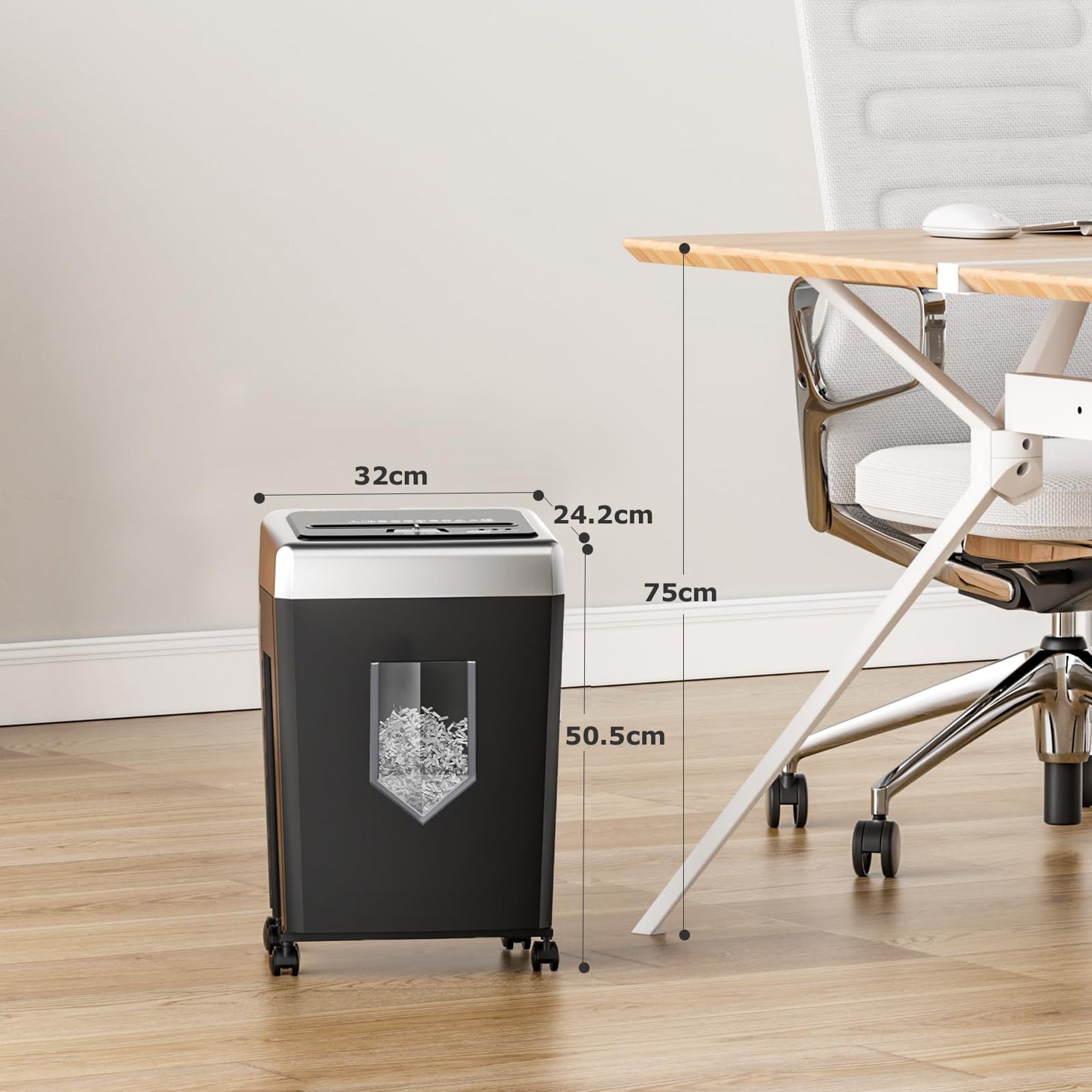 Bonsaii 15-Sheet Cross Cut Paper Shredder for Office, Heavy Duty Shredder for CD/Card, 30-Minute Working Time, 60dB Quiet Shredder with Jam Proof System, 18L Pullout Bin, C169-B (Overall Packaging)