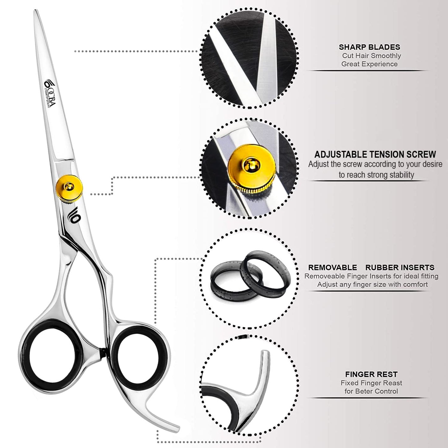 - OCBA Professional Hairdressing Scissors | Barbers & Hairdressers | 6" -