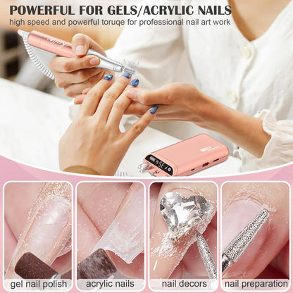 - Kredioo 350000RPM Nail Drill | Rechargeable Electric Nail Files for Acrylic Gel Nail -