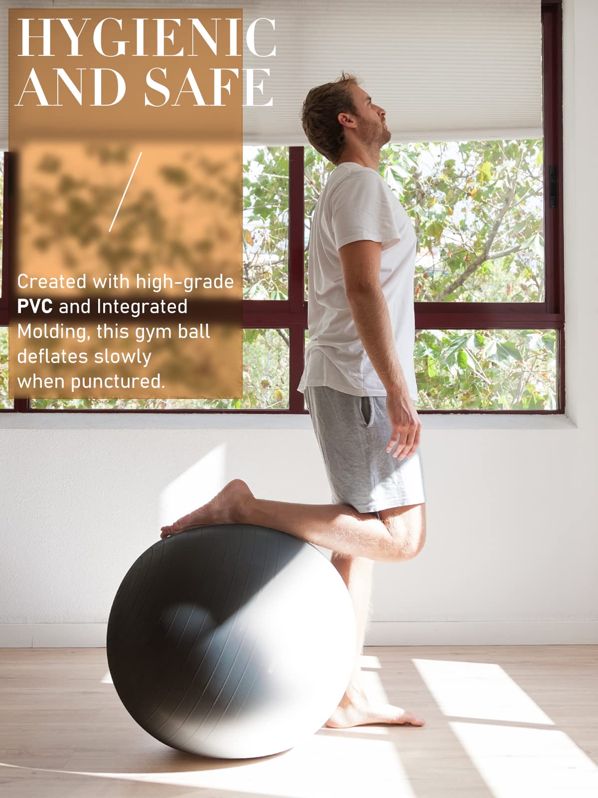 - PhysKcal Gym Ball | 55cm Black Exercise Swiss Ball -